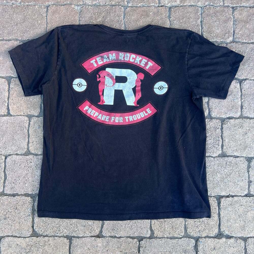 WeLoveFine Pokemon Team Rocket Prepare For Trouble Graphic T-Shirt Black XL